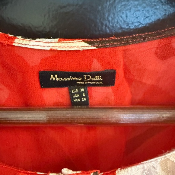 Massimo Dutti size 6 EUC button up sheer wrap Red and White Wrap Dress - Picture 8 of 16